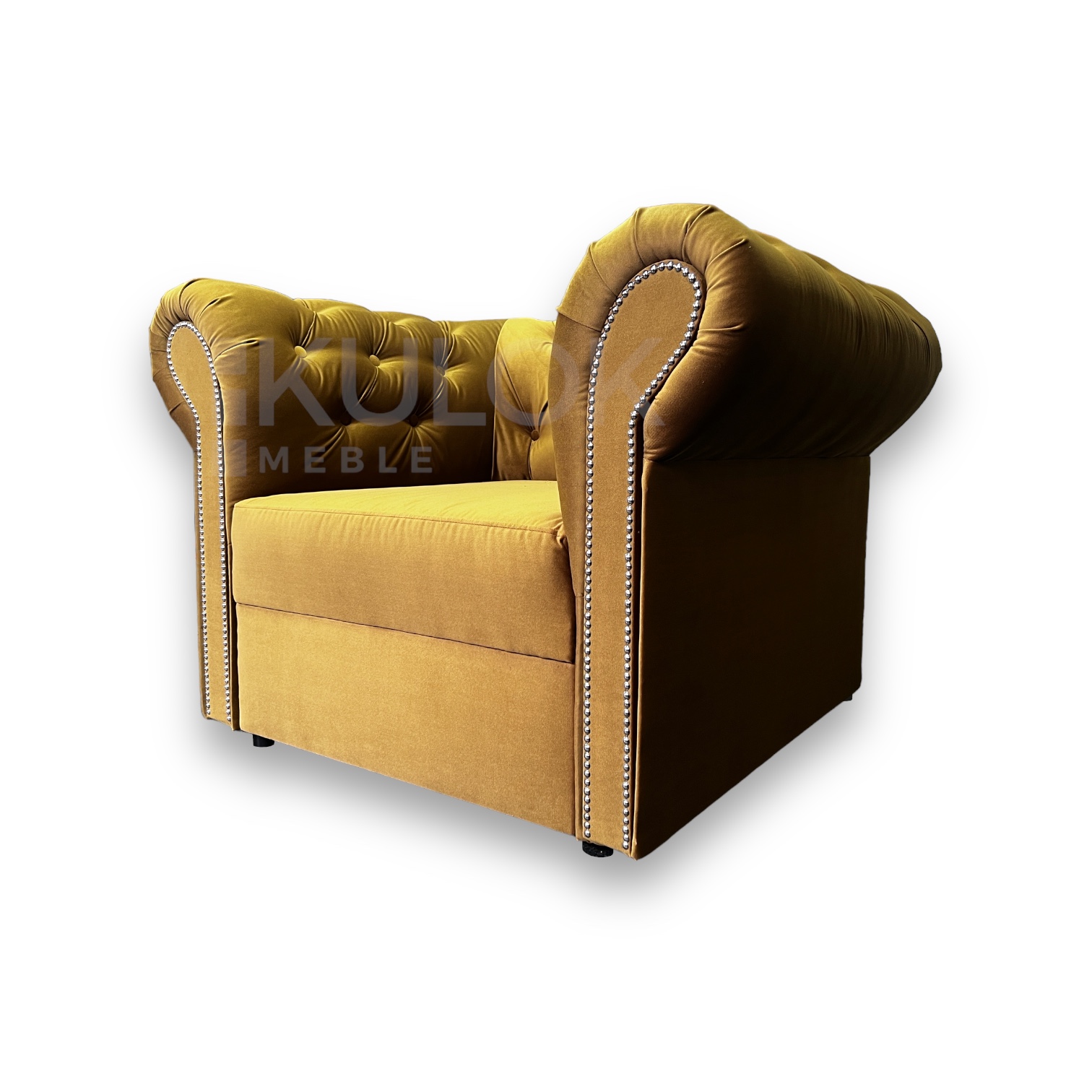 Kup Dziś Klasyczny Fotel Chesterfield Musztardowy z Tkaniną Napoli 06 Premium+ - Elegancja i Komfort na Najwyższym Poziomie